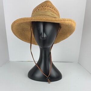 Straw Hat with Chin Strap SHADY BRADY SZ L STLISH PRELOVED